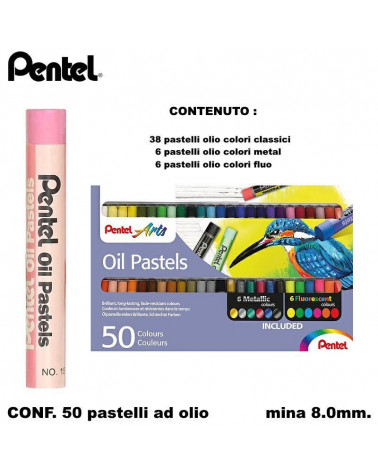 PENTEL PASTELLO OLIO 38COL. + 6COL.METAL + 6COL.FLUO