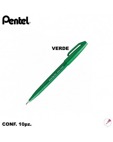 PENTEL PENNARELLO BRUSH SIGN PEN VERDE [10PZ]