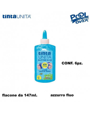 TINTA UNITA COLLA GLITTER 147ML. 6PZ. AZZURRO FLUO 50506