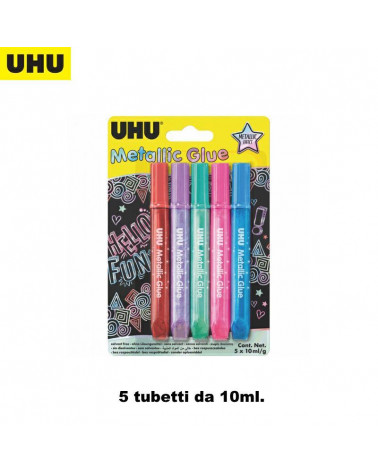 UHU GLITTER GLUE METALLIC 5col.