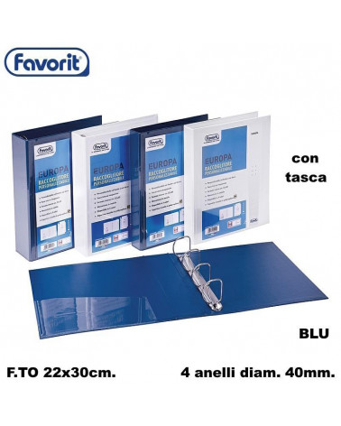 FAVORIT RACCOGLITORE PERS.22X30 040 C/TASCA 4 ANELLI-BLU