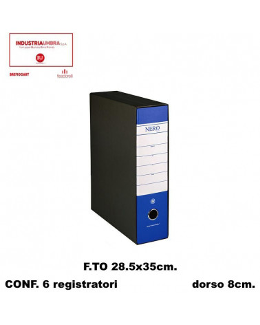 BREFIOCART REGISTRATORE NERO 28X35 DORSO 8 BLU