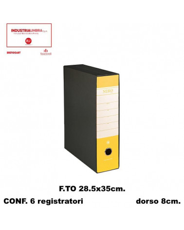 BREFIOCART REGISTRATORE NERO 28X35 DORSO 8 GIALLO