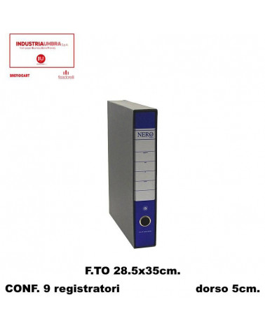 BREFIOCART REGISTRATORE NERO 28X35 DORSO 5 BLU