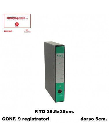 BREFIOCART REGISTRATORE NERO 28X35 DORSO 5 VERDE