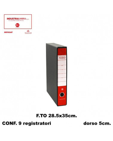 BREFIOCART REGISTRATORE NERO 28X35 DORSO 5 ROSSO