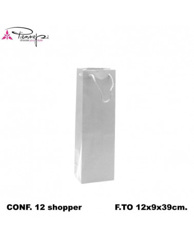 PNP BUSTE REGALO C/MANICO BOTTIGLIA 12L 39H 9D ARGENTO-SHOPPER [12PZ