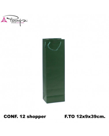 PNP BUSTE REGALO C/MANICO BOTTIGLIA 12L 39H 9D  VERDE-SHOPPER [12PZ]