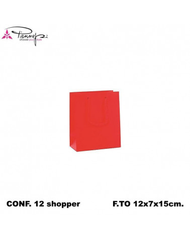 PNP BUSTE REGALO C/MANICO 12L 15H 7D  ROSSO-SHOPPER [12PZ]