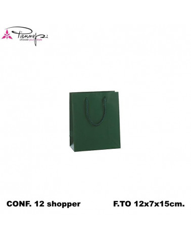 PNP BUSTE REGALO C/MANICO 12L 15H 7D  VERDE-SHOPPER [12PZ]