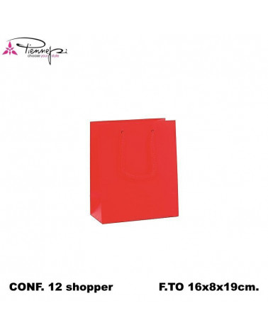 PNP BUSTE REGALO C/MANICO 16L 19H 8D  ROSSO-SHOPPER [12PZ]