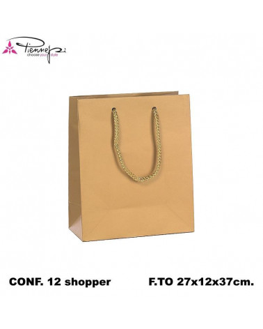 PNP BUSTE REGALO C/MANICO 27L 37H 12D  ORO-SHOPPER [12PZ]