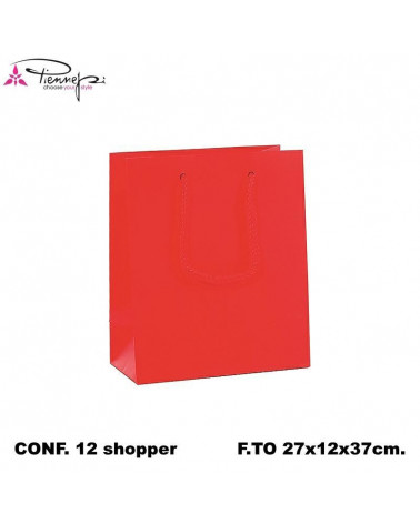 PNP BUSTE REGALO C/MANICO 27L 37H 12D  ROSSO-SHOPPER [12PZ]