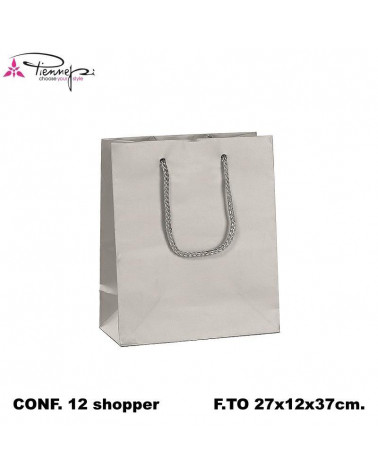PNP BUSTE REGALO C/MANICO 27L 37H 12D  ARGENTO-SHOPPER [12PZ]