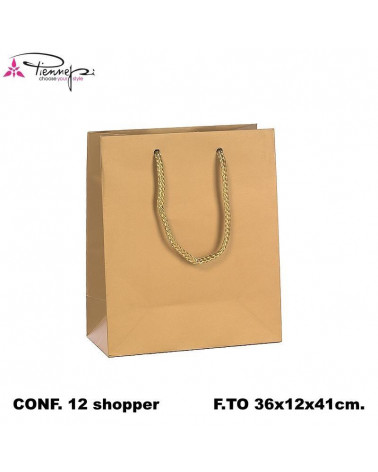 PNP BUSTE REGALO C/MANICO 36L 41H 12D  ORO-SHOPPER [12PZ]