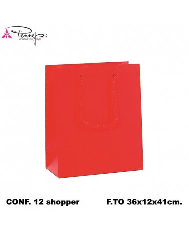 PNP BUSTE REGALO C/MANICO 36L 41H 12D  ROSSO-SHOPPER [12PZ]
