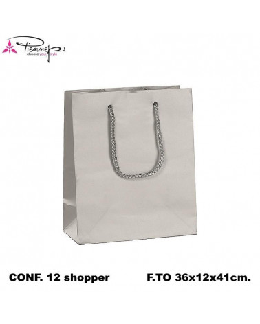 PNP BUSTE REGALO C/MANICO 36L 41H 12D  ARGENTO-SHOPPER [12PZ]