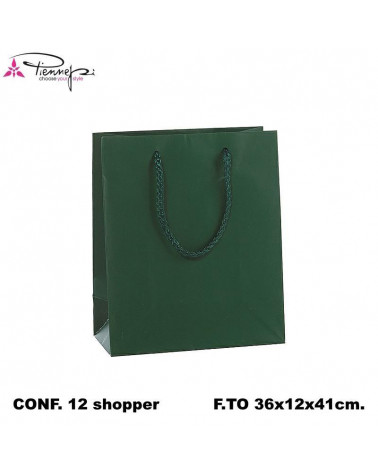 PNP BUSTE REGALO C/MANICO 36L 41H 12D  VERDE-SHOPPER [12PZ]