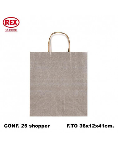 SADOCH BUSTE REGALO C/MANICO 36L 41H 12D  ARGENTO-SHOPPER [25PZ]