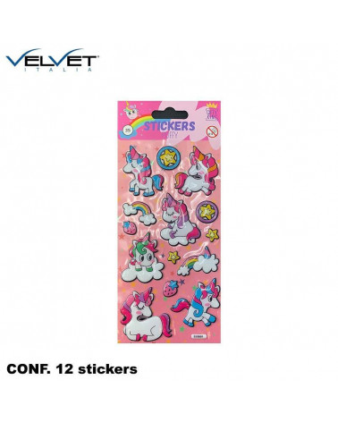 VELVET STICKERS UNICORNS 6PZ. 0001