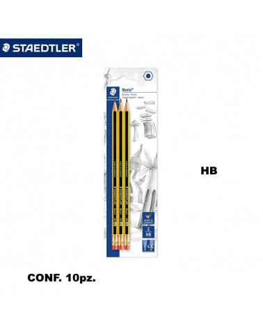 STAEDTLER MATITA C/GOMMA NORIS 10 BLISTER 3PZ.