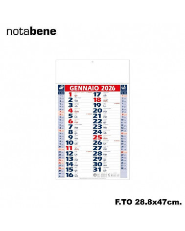 NOTABENE CALENDARIO BASIC 28,8x47 ROSSO/BLU