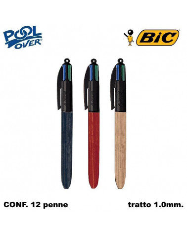 BIC SFERA 4 COLORI EFFETTO LEGNO 12pz.