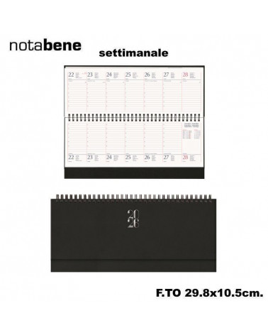 NOTABENE PLANNING SETTIMANALE 29,8X10,5 406C GOMMATO NERO