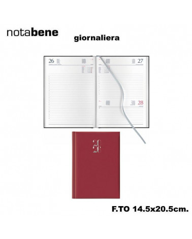 NOTABENE AGENDA GIORNALIERA S/D 14,5X20,5 403C GOMMATO ROSSO
