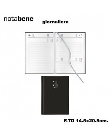 NOTABENE AGENDA GIORNALIERA S/D 14,5X20,5 406C GOMMATO NERO
