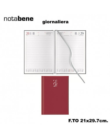 NOTABENE AGENDA GIORNALIERA 21X29,7 403C GOMMATO ROSSO