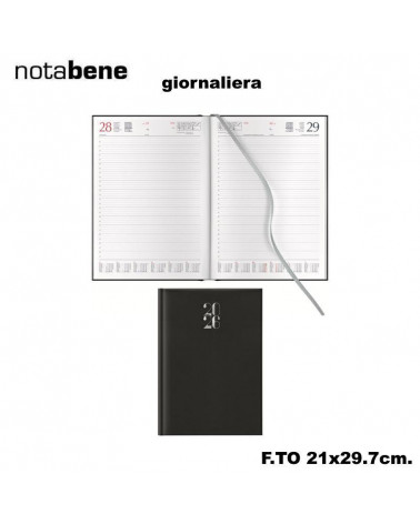 NOTABENE AGENDA GIORNALIERA 21X29,7 406C GOMMATO NERO