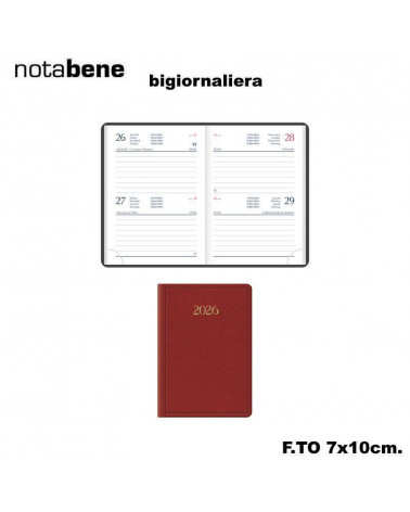 NOTABENE AGENDA BIGIORNALIERA 7X10 1003C MADRID ROSSO CARDINALE