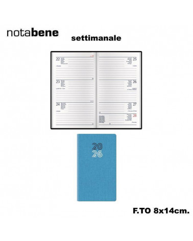 NOTABENE AGENDA SETTIMANALE 8X14 319C CARIBE AZZURRO