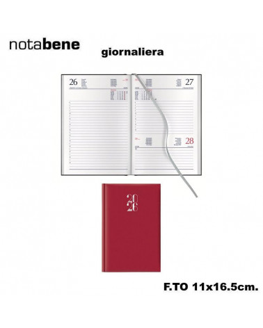 NOTABENE AGENDA GIORNALIERA S/D 11X16,5 403C GOMMATO ROSSO