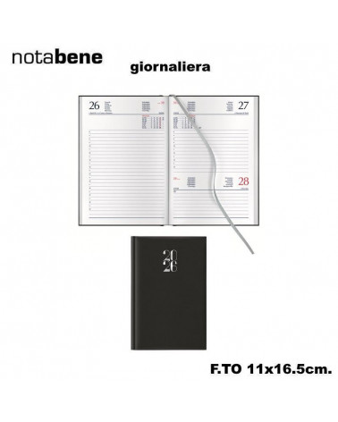 NOTABENE AGENDA GIORNALIERA S/D 11X16,5 406C GOMMATO NERO