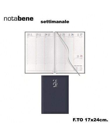 NOTABENE AGENDA SETTIMANALE 17X24 401C GOMMATO BLU