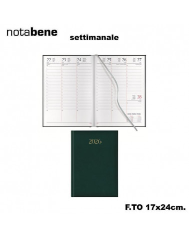 NOTABENE AGENDA SETTIMANALE 17X24 1004C MADRID VERDE