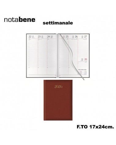 NOTABENE AGENDA SETTIMANALE 17X24 1008C MADRID ROSSO INGLESE