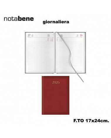 NOTABENE AGENDA GIORNALIERA 17X24 1003C MADRID ROSSO CARDINALE