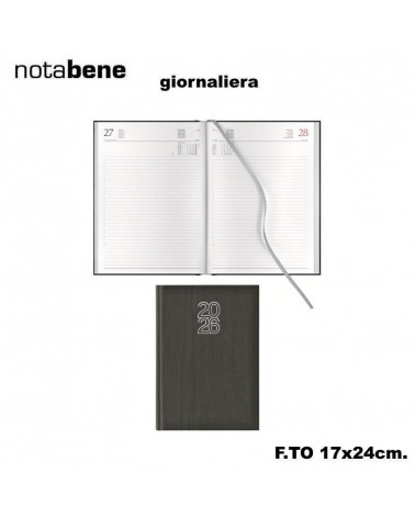 NOTABENE AGENDA GIORNALIERA 17X24 559C VERTIGO GRIGIO SCURO