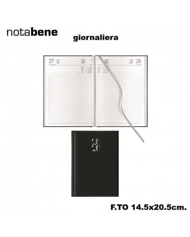 NOTABENE AGENDA GIORNALIERA 14,5X20,5 406C GOMMATO NERO