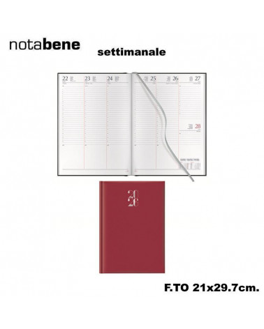 NOTABENE AGENDA SETTIMANALE 21X29,7 403C GOMMATO ROSSO