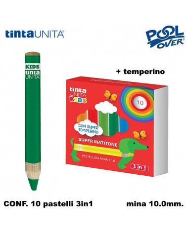 TINTA UNITA KIDS SUPERMATITOTTO 3in1 MINA 10.0 10COL.+TEMPERINO