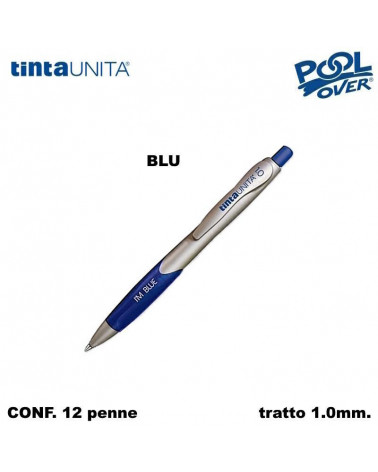 TINTA UNITA PENNA SFERA I'M FUSTO ARGENTO INK 1.0 BLU 12PZ.
