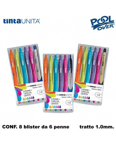 TINTA UNITA ESP 8 BLISTER PENNA SFERA I'M 1.0 COLOR 5+1 OMAGGIO