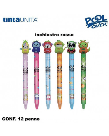 TINTA UNITA ZOO PENNA SCATTO CANCELLABILE ROSSO 12PZ.