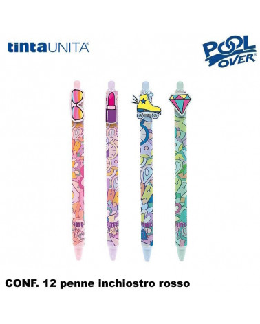 TINTA UNITA VINTAGE PENNA SCATTO CANCELLABILE ROSSO 12PZ.