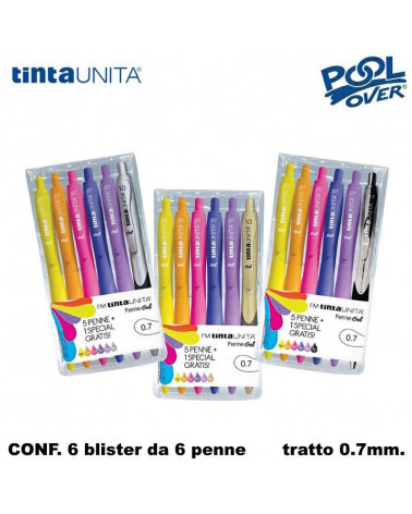TINTA UNITA ESP 6 BLISTER PENNA SFERA I'M GEL 0.7 COLOR 5+1 OMAGGIO