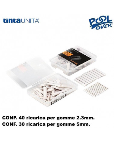 TINTA UNITA RICARICA PER GOMMA ELETTRICA 40pz x2,3mm.+ 30pz x5mm.